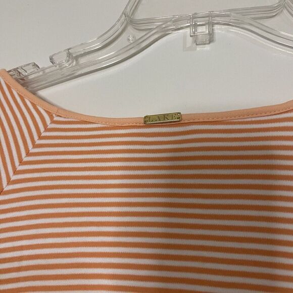 LAKE striped orange pima cotton shirt dress lounge wear size small - Picture 3 of 6